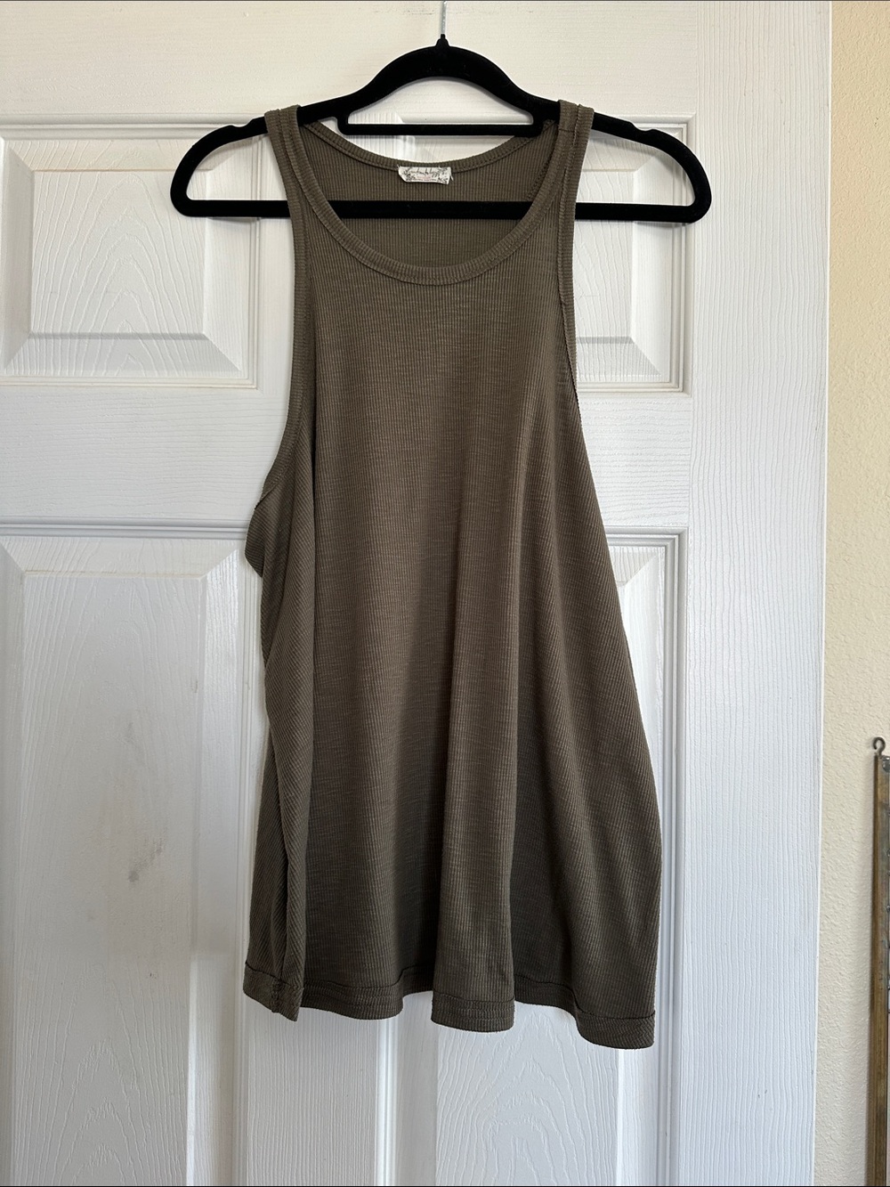 Free People Olive Ribbed Swing Tank